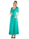24seven Comfort Apparel Plus Size Elbow Length Sleeve Maxi Dress