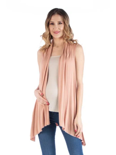24seven Comfort Apparel Maternity Draped Open Front Sleeveless Cardigan