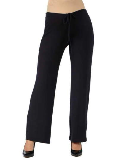24seven Comfort Apparel Maternity Drawstring Lounge Pants In Black