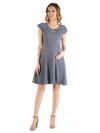 24seven Comfort Apparel Maternity Dress With Keyhole Neck In Gray