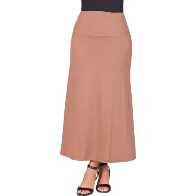 24seven Comfort Apparel Maternity Elastic Waist Maxi Skirt