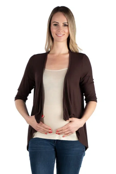 24SEVEN COMFORT APPAREL 24SEVEN COMFORT APPAREL MATERNITY ELBOW LENGTH SLEEVE OPEN CARDIGAN