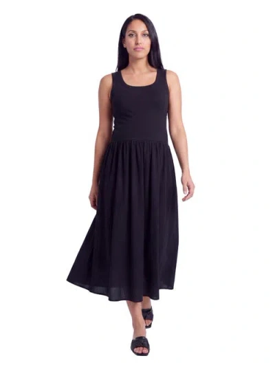 24seven Comfort Apparel Maternity Essential Sleeveless Scoop Neck A-line Pocket Maxi Dress In Black