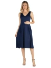 24seven Comfort Apparel Maternity Fit And Flare Sleeveless Midi Dress With Pockets In Blue