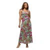24seven Comfort Apparel Maternity Hot Pink Paisley Print Scoop Neck A-line Sleeveless Maxi Dress In Multi