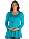 24seven Comfort Apparel Maternity Long Sleeve Swing Style Flared Tunic Top