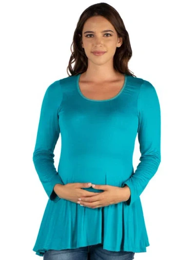 24seven Comfort Apparel Maternity Long Sleeve Swing Style Flared Tunic Top