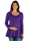 24seven Comfort Apparel Maternity Long Sleeve Swing Style Flared Tunic Top