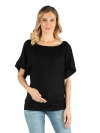 24seven Comfort Apparel Loose Fit Dolman Maternity Top With Wide Sleeves