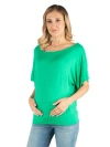 24seven Comfort Apparel Maternity Loose Fit Dolman Top With Wide Sleeves In Green