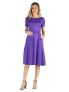 24seven Comfort Apparel Maternity Midi Dress With Short Sleeve And Pocket Detail