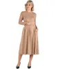 24seven Comfort Apparel Maternity Midi Length Fit And Flare Pocket Dress