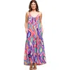 24seven Comfort Apparel Maternity Multicolor Lightweight Spaghetti Strap Pocket Maxi Dre In Multi