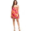 24seven Comfort Apparel Maternity Multicolor Square Neck Spaghetti Strap Smocked Pockets Mini Dress