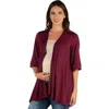 24seven Comfort Apparel Maternity Open Front Elbow Length Sleeve Cardigan In Burgundy
