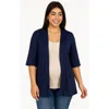 24seven Comfort Apparel Maternity Open Front Elbow Length Sleeve Cardigan In Blue