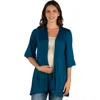 24seven Comfort Apparel Maternity Open Front Elbow Length Sleeve Cardigan In Blue