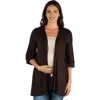 24seven Comfort Apparel Open Front Elbow Length Sleeve Maternity Cardigan In Brown