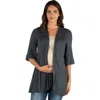 24seven Comfort Apparel Open Front Elbow Length Sleeve Maternity Cardigan In Gray