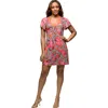 24seven Comfort Apparel Maternity Pink Paisley Short Sleeve Scoop Neck Mini Dress