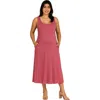 24seven Comfort Apparel Maternity Scoop Neck Sleeveless Maxi Dress With Pockets In Pink