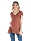 24seven Comfort Apparel Maternity Short Sleeve Flared Tunic Top