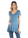 24seven Comfort Apparel Maternity Short Sleeve Flared Tunic Top