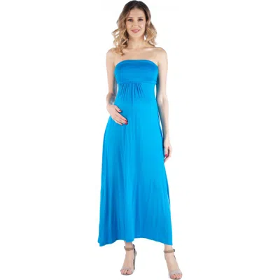 24seven Comfort Apparel Maternity Sleeveless Empire Waist Maxi Dress In Multi
