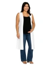 24seven Comfort Apparel Maternity Sleeveless Long Cardigan With Side Slit