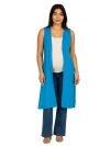 24seven Comfort Apparel Maternity Sleeveless Long Cardigan With Side Slit