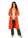 24seven Comfort Apparel Maternity Sleeveless Long Cardigan With Side Slit