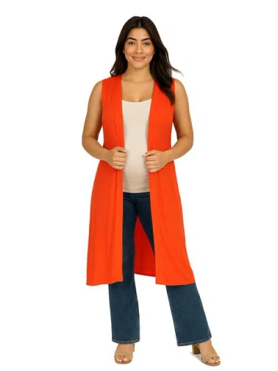 24seven Comfort Apparel Maternity Sleeveless Long Cardigan With Side Slit