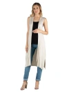 24seven Comfort Apparel Maternity Sleeveless Long Cardigan With Side Slit