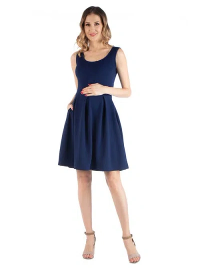 24SEVEN COMFORT APPAREL 24SEVEN COMFORT APPAREL MATERNITY SLEEVELESS PLEATED DRESS WITH POCKETS
