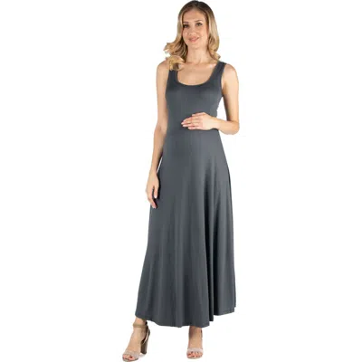 24seven Comfort Apparel Maternity Slim Fit A-line Sleeveless Maxi Dress