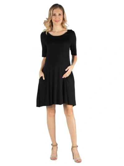 24SEVEN COMFORT APPAREL 24SEVEN COMFORT APPAREL MATERNITY SOFT FLARE T-SHIRT DRESS WITH POCKET DETAIL