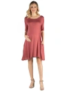24seven Comfort Apparel Maternity Soft Flare T-shirt Dress With Pocket Detail In Pink