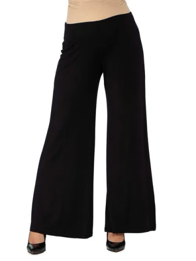 24seven Comfort Apparel Maternity Solid Color Palazzo Pants In Black