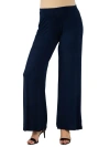 24seven Comfort Apparel Maternity Solid Color Palazzo Pants In Blue