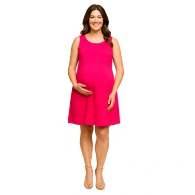 24seven Comfort Apparel Maternity Solid Color Sleeveless Mini Shift Dress In Pink