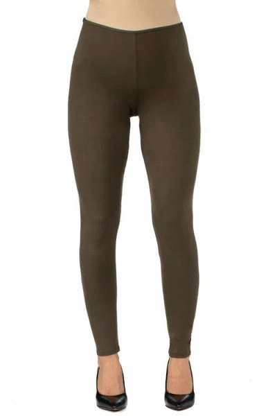 24seven Comfort Apparel Maternity Stretch Ankle Length Leggings In Brown