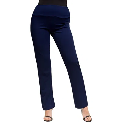 24seven Comfort Apparel Maternity Stretch High Waist Dress Pants In Blue