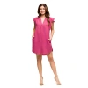 24seven Comfort Apparel Maternity V-neck Cap Sleeve Knee Length Pocket Dress In Pink