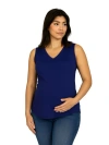 24seven Comfort Apparel Maternity V-neck Tunic Tank Top With Round Hemline