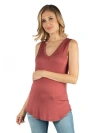 24seven Comfort Apparel V Neck Maternity Tunic Tank Top With Round Hemline