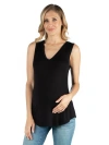 24seven Comfort Apparel Maternity V-neck Tunic Tank Top With Round Hemline