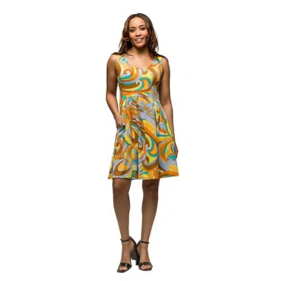 24seven Comfort Apparel Maternity Yellow Paisley Sleeveless Pleated Knee Length Pocket Dress In Multi