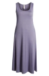 24seven Comfort Apparel Maxi Tank Dress In Mauve