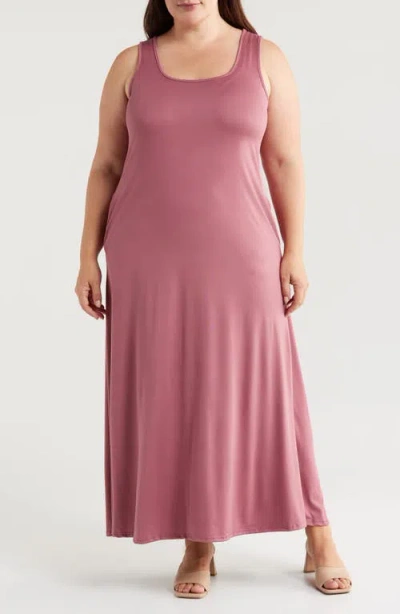 24seven Comfort Apparel Maxi Tank Dress In Rose
