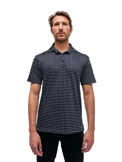 24seven Comfort Apparel Mens Wrinkle Resistant 3 Button Machine Washable Polka Dot Polo Shirt In Blue